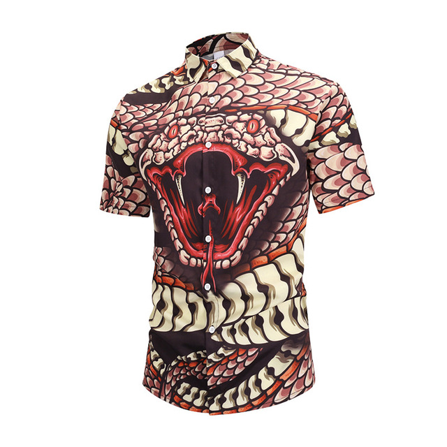 3D Cobra Printed Short-sleeved Shirts Street Large-Size Shirts