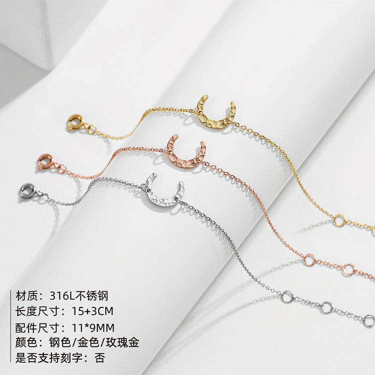 Simple Style Moon Stainless Steel 14K Gold Plated No Inlaid Bracelets In Bulk display picture 1