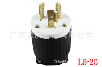 LK-6324 20A 480V美规美式引挂式防松防脱落插头NEMAL8-20