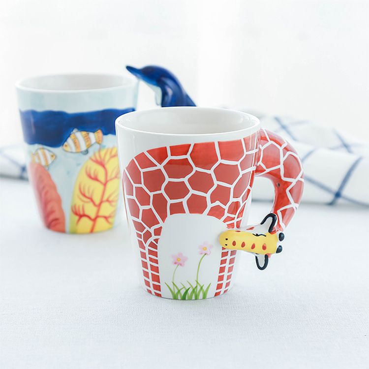 Meifu Creative 3D Animal New Ceramic Mug Simple Water Cup With Lid Spoon Ceramic Mug Wholesale Logo Customization