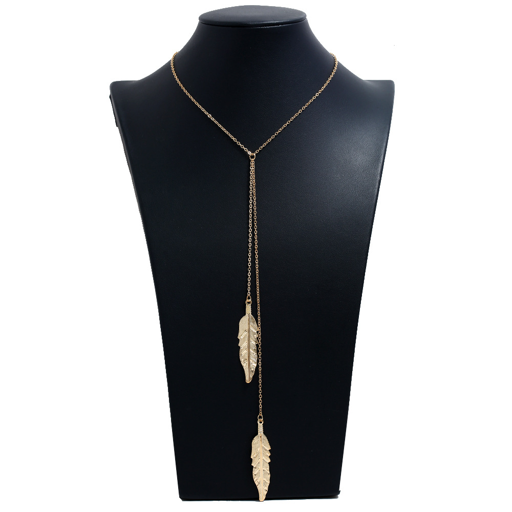 fashion metal geometric Y-shaped pendant long necklace