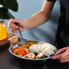 兒童餐盤分格卡通 寶寶家用防摔304不鏽鋼可愛加厚加深防燙分隔盤