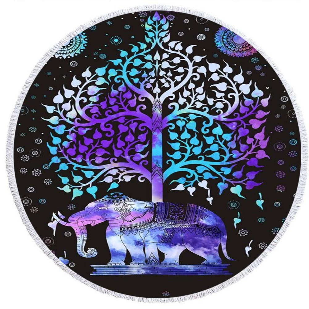 2 дня Мода Волосы Мандала круглый печатных пляжное полотенце из микрофибры пляж Подушка 150 кисточкой края