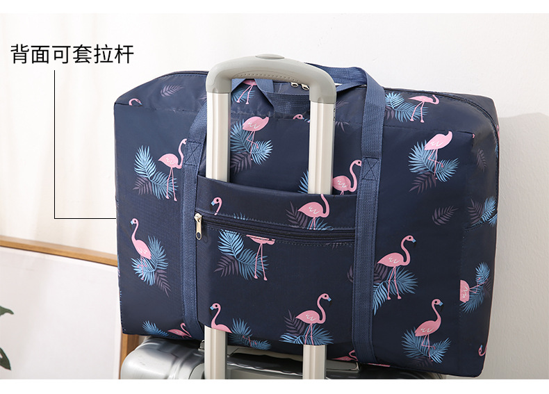 187g Weight Oxford Cloth Material Geometry Pattern Cute Style Grey, Pink, Red, Blue, Black Color Waterproof Foldable Printing Enlarged Travel Bag Wholesale Nihaojewelry 33