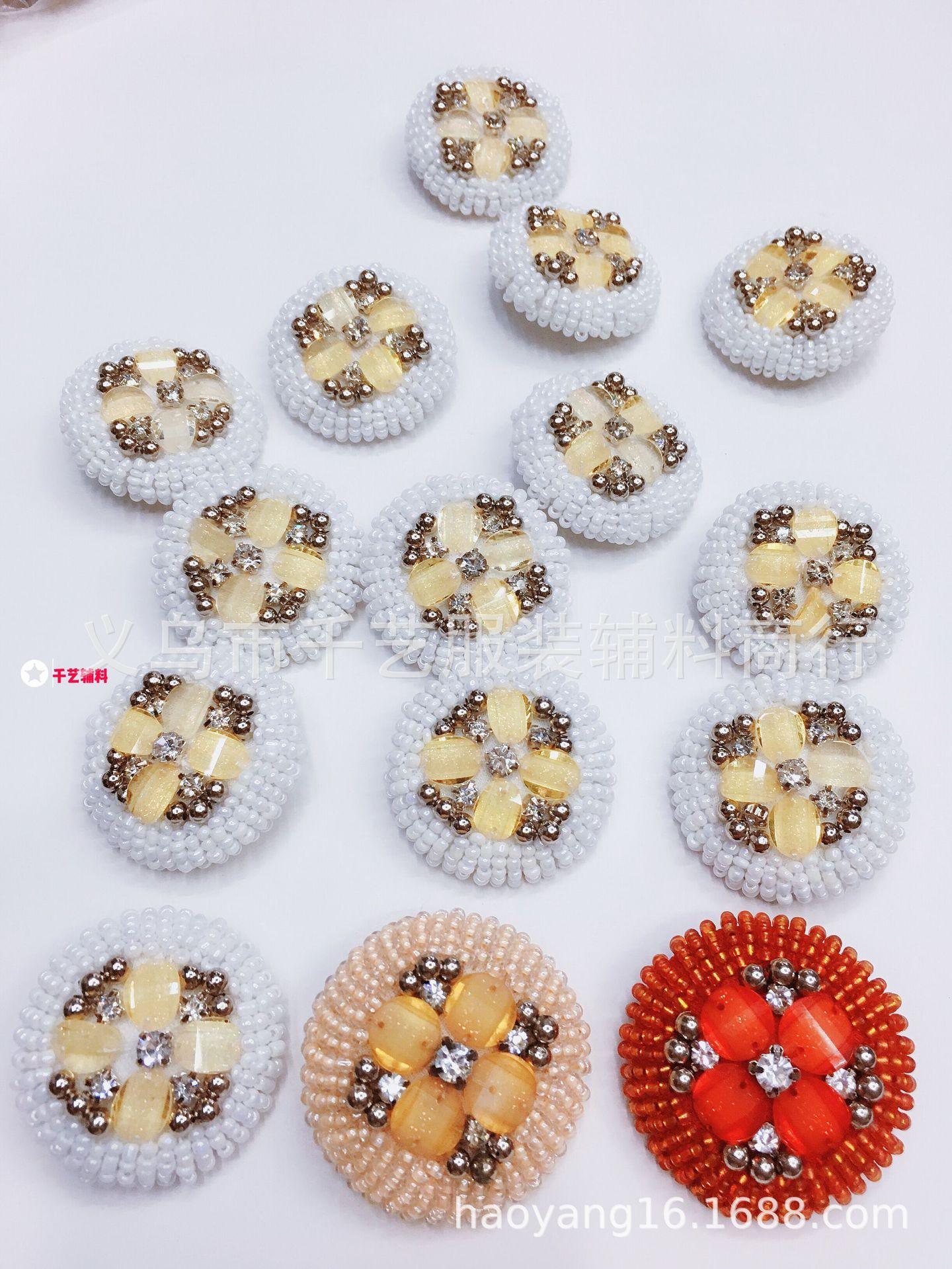 手缝压脚珠纽，中国风纽扣，风衣时装DIY纽扣，毛衣压脚珠珠纽