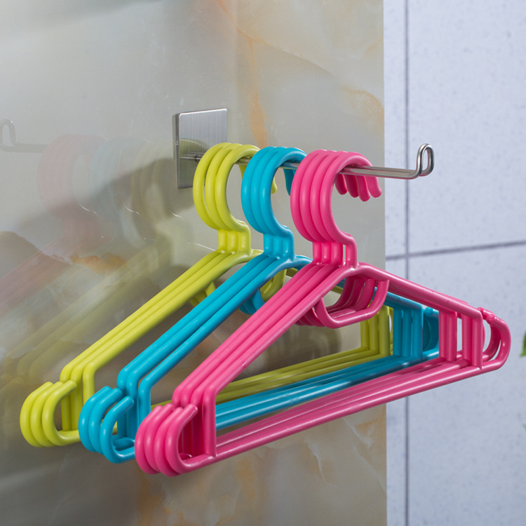 免打孔壁挂304不锈钢衣架收纳神器夹子衣架收纳架