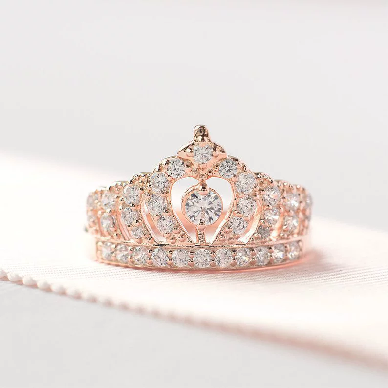 (Cross-border торговля), золотое кольцо, Aliexpress, 18 карат, розовое золото, инкрустирован диамантом, европейский стиль