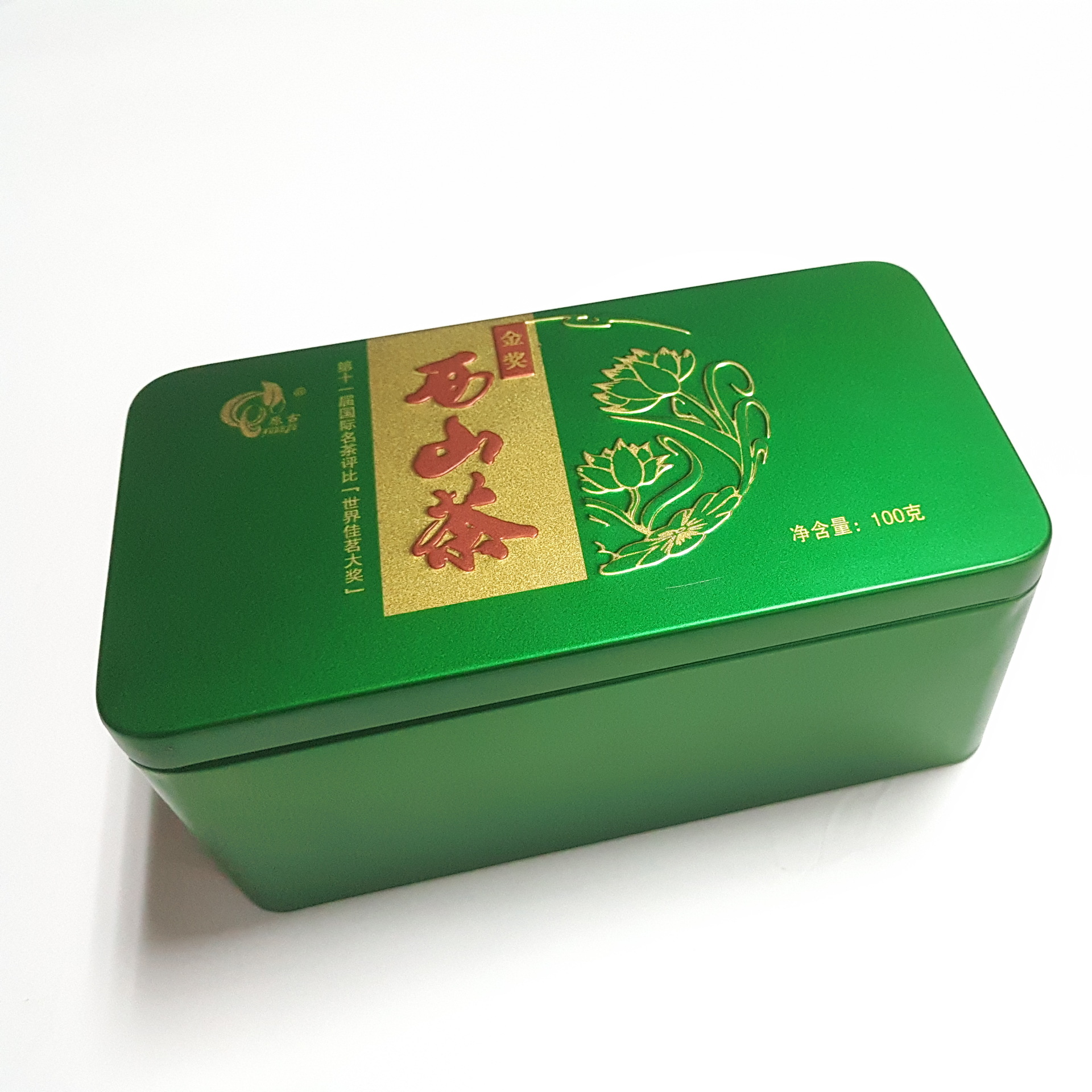 长方形马口铁茶叶盒 经典绿茶铁罐 铁皮茶叶盒 茶叶铁盒定Z