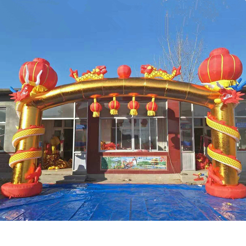 厂家批发新款8米10米充气双龙门庭婚庆庆典拱门卡通模型