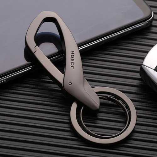 jobon China keychain new simple creative car key waist hanging double ring metal keychain pendant for men