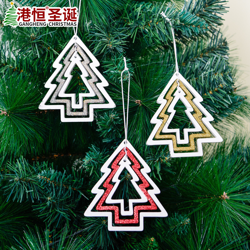Navidad colgante decorativo de madera Navidad hueco estrella de cinco puntas árbol de Navidad pequeño colgante adorno de madera adorno colgante