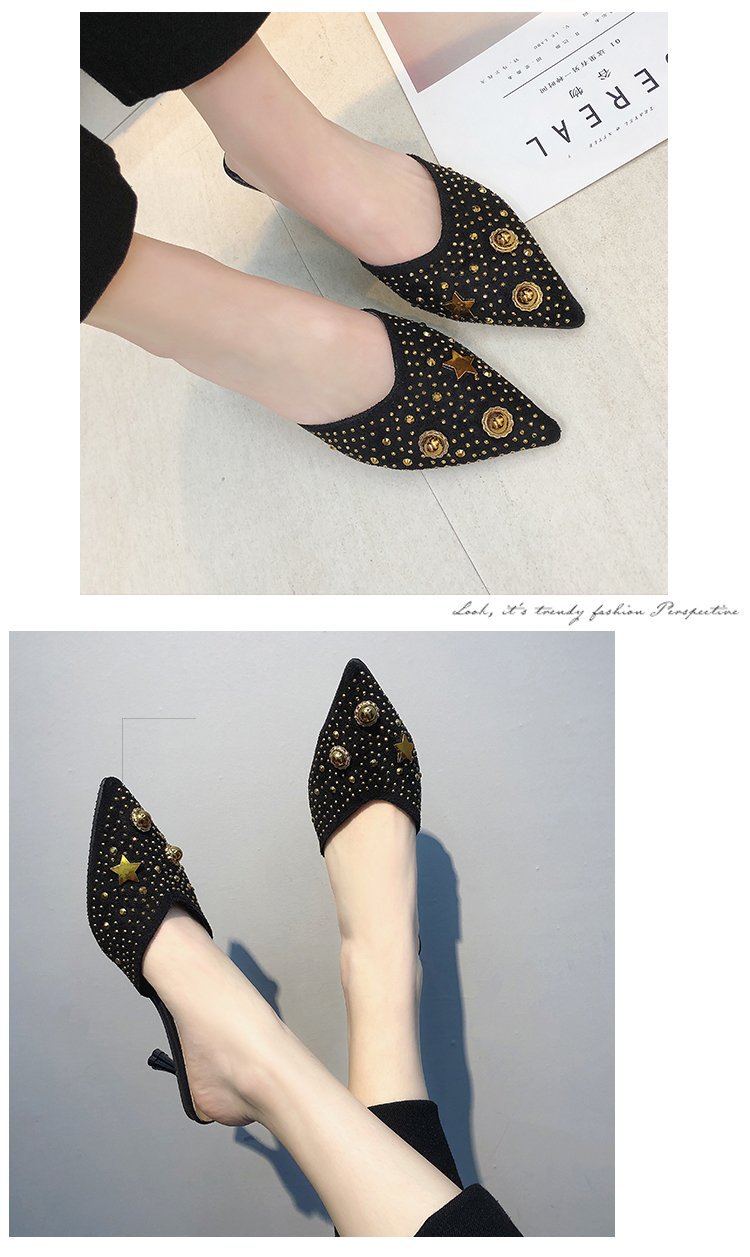 2024 Frühjahr/Sommer, sexy, schmale Absätze, mittlerer Absatz, spitzer Kopf, große Halbanhänger, Pailletten-Sandalen für Damen_voghion.com