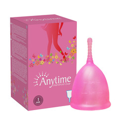 Anytime Long Handle Twisted Medical-Grade Silicone Menstrual Cup for Women's Menstrual Care Supplies Menstrual Cup