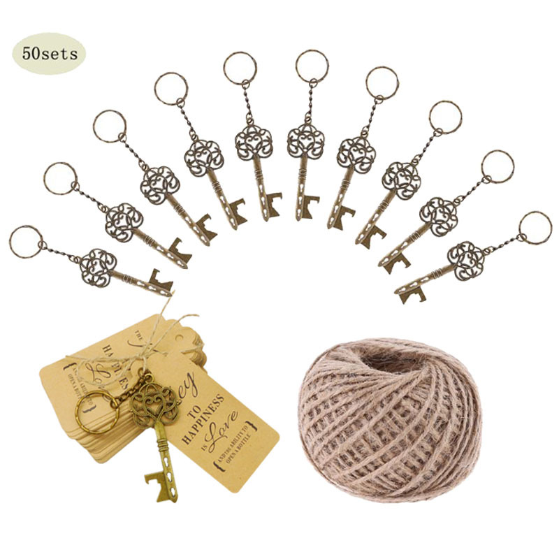 創意款鑰匙配飾啤酒開瓶器歐美複古婚慶裝飾挂件皇冠鑰匙扣開瓶器