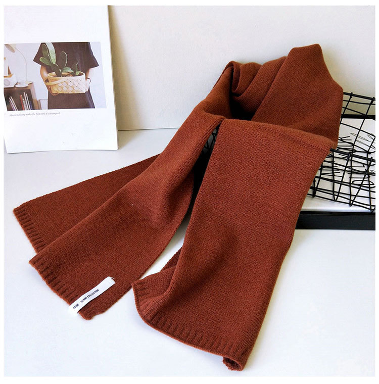 Solid Color Scarf Female Winter Long Thick Couple Knitted Wool Fashion Scarf Student Warm Scarf display picture 10