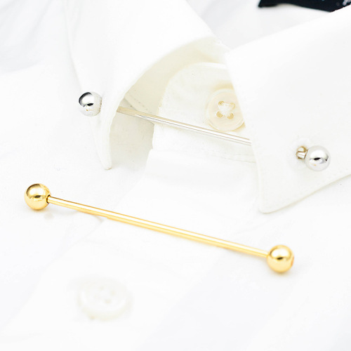 High quality round ball men's business shirt collar pin collar flower one-word thread buckle metal collar corner bar