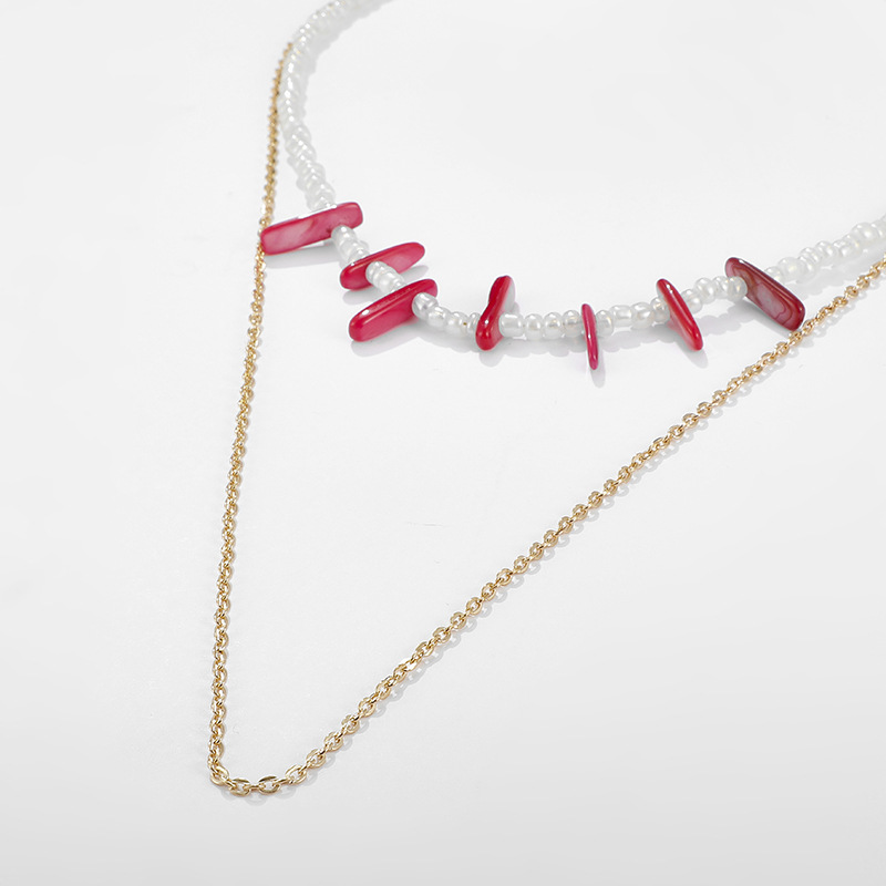 Neue Accessoires Exotische Reis Perlen Rote Lange Streifen Acryl Unregelmäßige Halskette Halskette Frauen display picture 5
