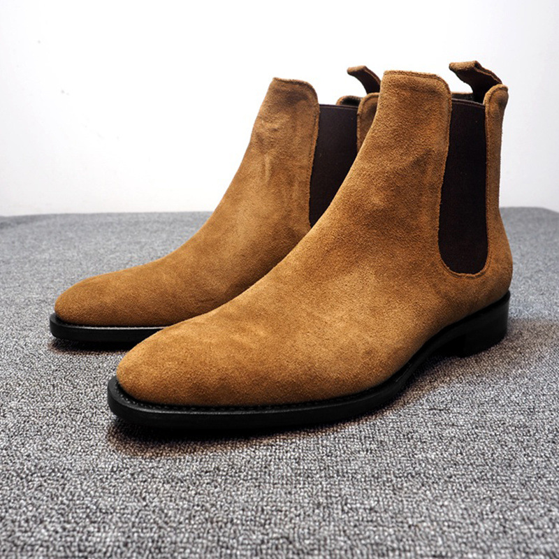 Chelsea casual men's boots suede high-to...