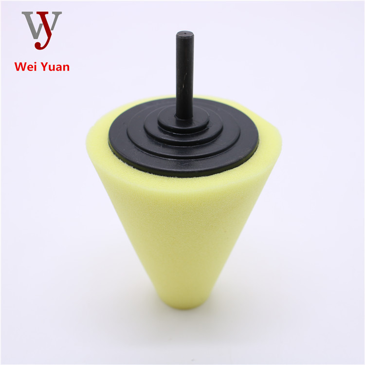 Venta al por mayor detalles de belleza coche cero pulido esponja cónica pulido rueda cubo medio malla esponja cepillo mango diámetro 6mm