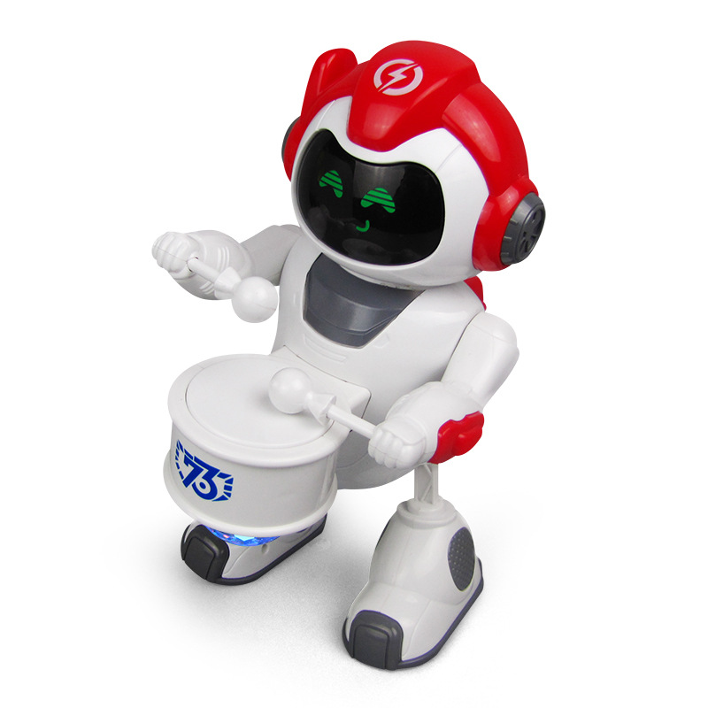 Espacio educativo de los niños baile robot eléctrico feliz pequeño tambor columpio mano luz música puesto Venta caliente Juguetes