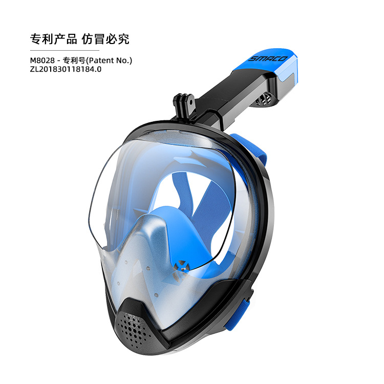 SMACO Diving mask waterproof Fog waste gas Reflux Full dry Snorkeling Mask M8028 goods in stock