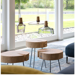 Nordic pendant lamp window handcrafted creative bedroom lamp restaurant glass pendant lamp three-head bar coffee shop solid wood pendant lamp