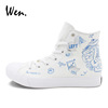 Wen 创意手绘鞋 大脑音乐绘画艺术细胞数理化帆布鞋男女休闲板鞋