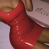 Night club party net red sleeveless dress hip dress