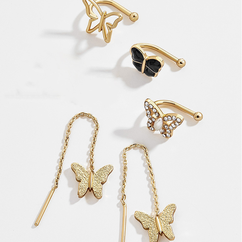 Aleación Studded Butterfly Ear Stud Pendientes Simple Wild Jewelry Set Al Por Mayor display picture 6