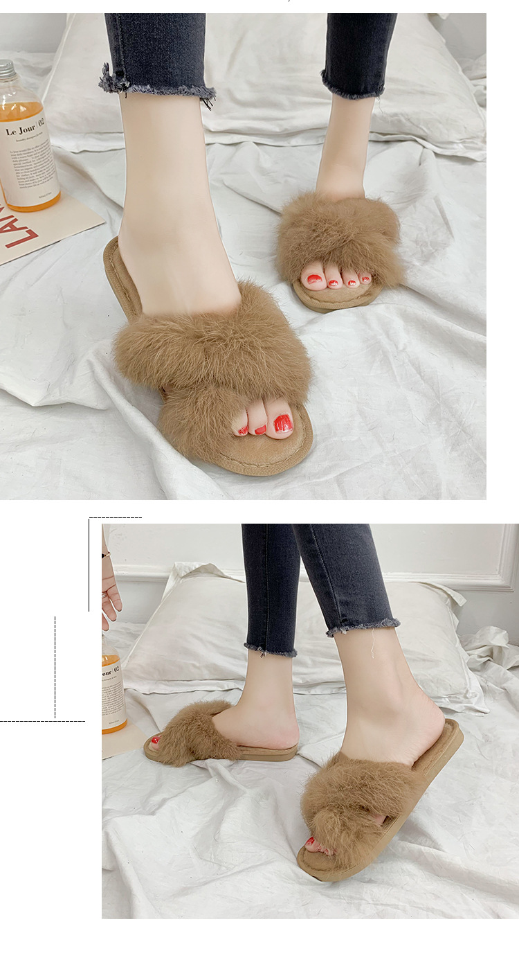 non-slip wear-resistant faux rabbit fur slippers  NSPE34538