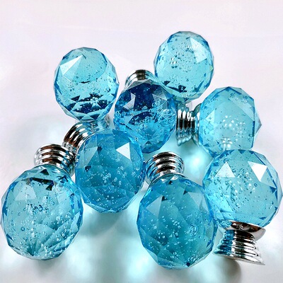 厂家供应中式家具雨滴水晶拉手抽屉玻璃单孔把手衣橱柜门提手30MM