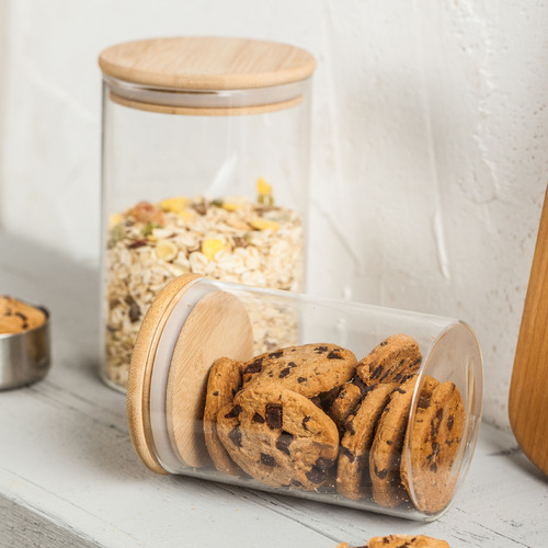 Glass sealed jars, tea jars with bamboo lids, herbal tea jars, dried fruit snacks storage jars, kitchen storage bottles, large