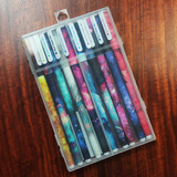 Канцтовары, акварель, мелки, черная ручка-роллер, ручка на водной основе, комплект, Южная Корея, цветочный принт, делается под заказ, 10 цветов