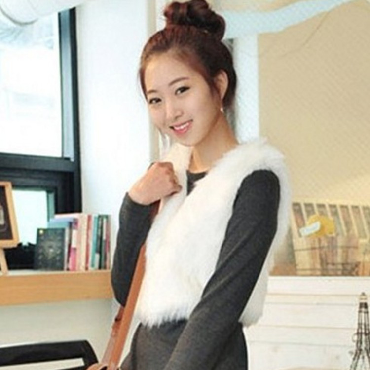 Korean version of all-match imitation fur vest warm slim rabbit fur vest wedding dress fur vest #8065