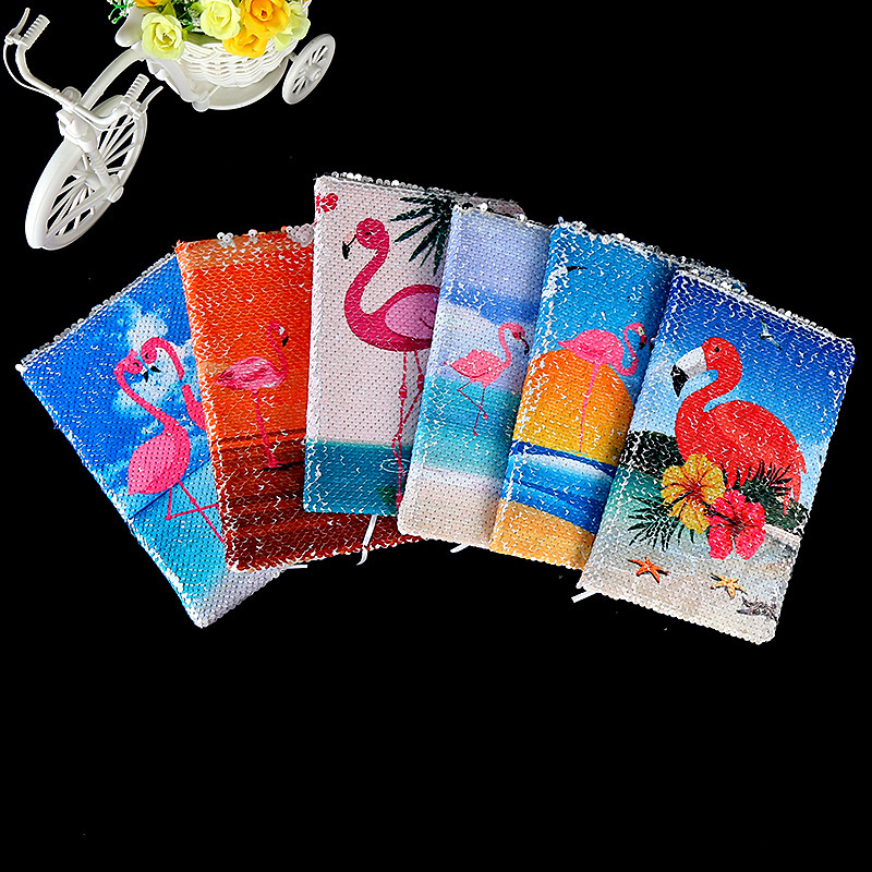 Manufacturer Printed Pattern Fish Scale Notebook Flip Sequin Notebook Flamingo Unicorn Student Diary