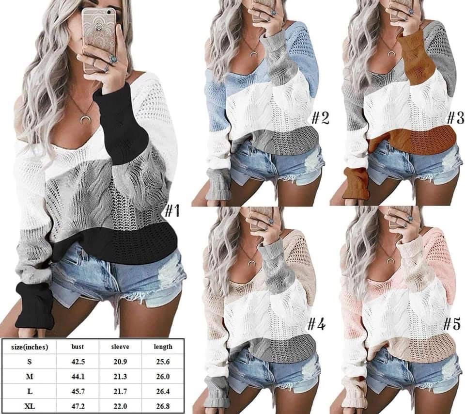 Ropa de mujer transfronteriza AliExpress Amazon popular europeo y americano prendas de punto en V color sólido contraste color Twist pullover mujeres