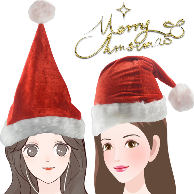 Christmas decorations headdress plush adult children Christmas hat Santa Claus gold velvet ball hat