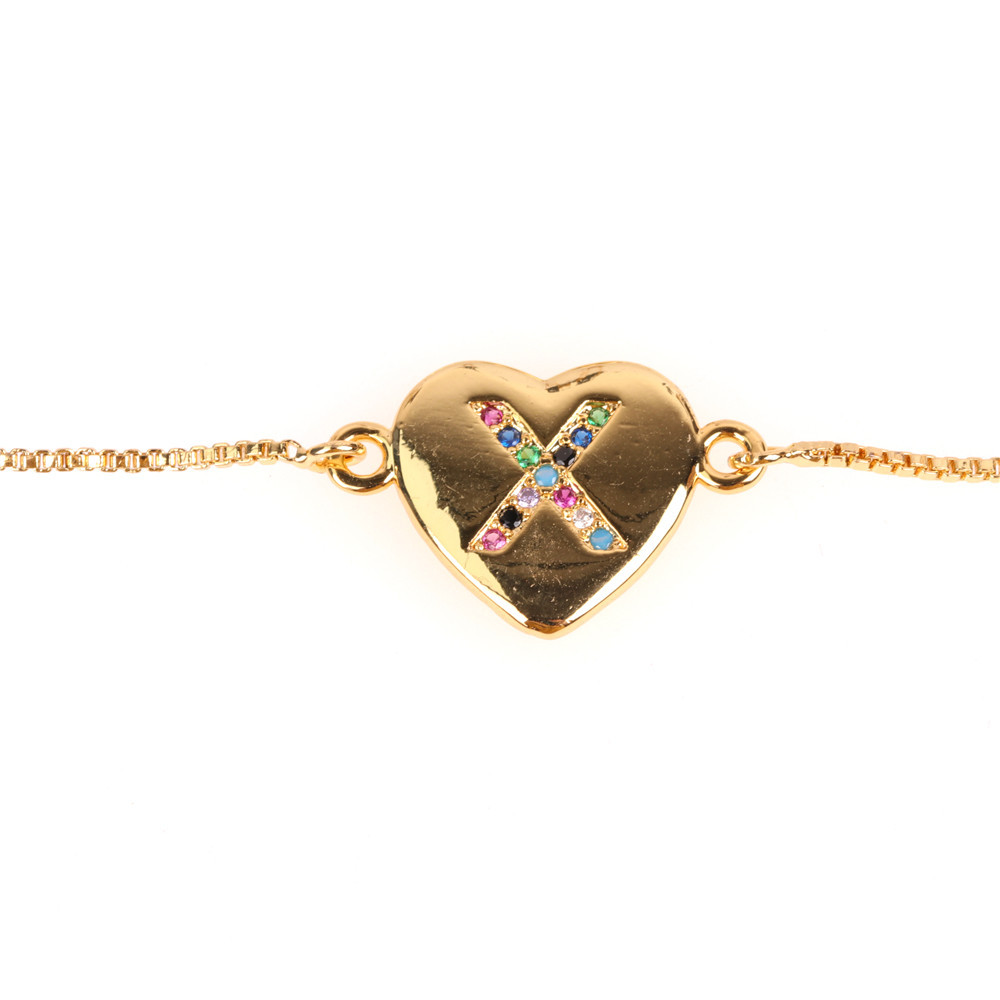 Europe Et En Amérique Croix Frontière Bijoux Cadeau Amour Coeur Bracelet Femmes De 26 Lettres Couleur Zircon Bracelet De Traction display picture 16