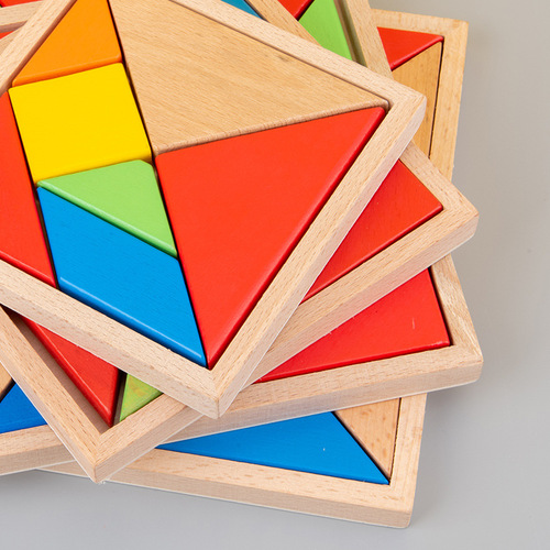 Beech wooden tangram intellectual puzzle student teaching aids wooden modern educational early education toys manufacturer wholesale
