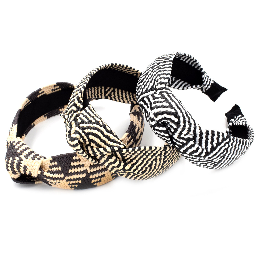 New Raffia Woven Fabric Wide-brimmed Headband Knotted Hair Accessories Wholesale display picture 15