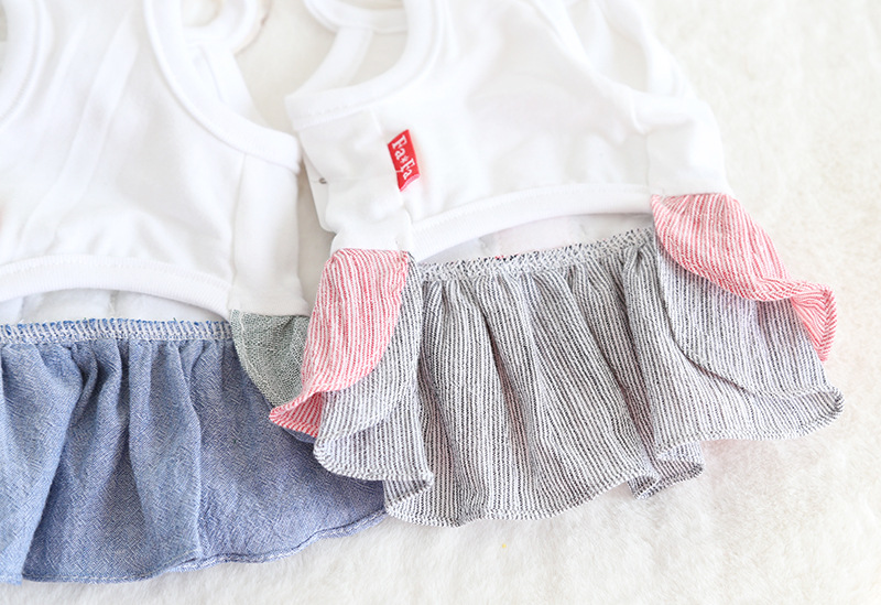 棉纱双色木扣裙