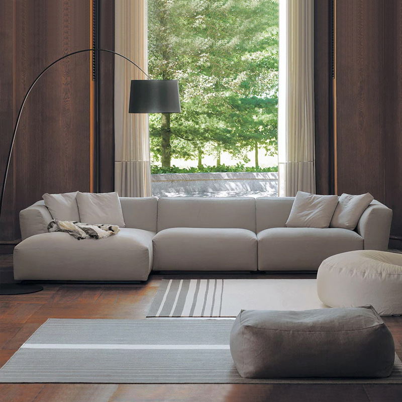 北欧布艺沙发客厅小户型三人舒适乳胶转角组合落地现代简约软沙发|ms