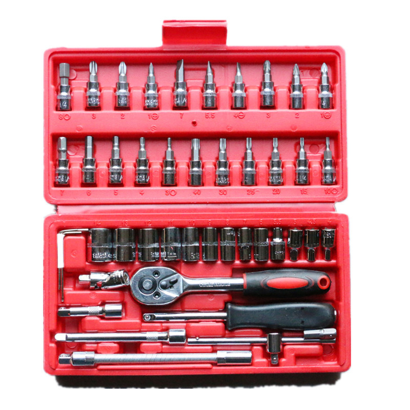 Micro socket 46 piece set, 53 piece set, machine repair set, tool wholesale, Xiaofei Zhongfei ratchet wrench combination