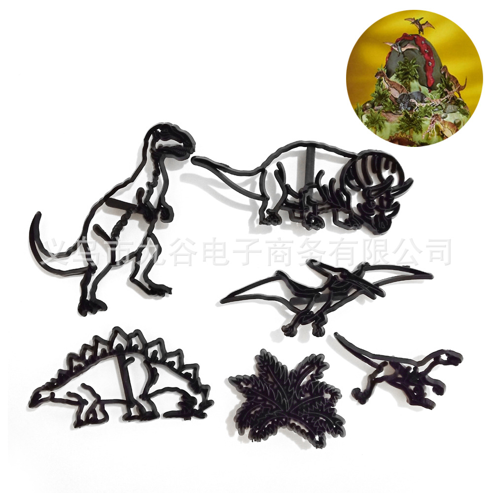 8pcs dinosaur Cake printing black Sketch biscuit Cutters DIY Baking decorate tool