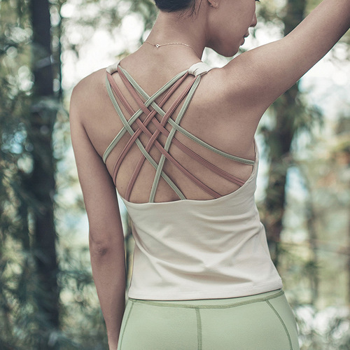 Moodyoga Women's Sports Backless Tank Top Quick Dry Breathable with Bra Pad, Beautiful Back Support Shockproof Inner Fitness Tank Top Wholesale