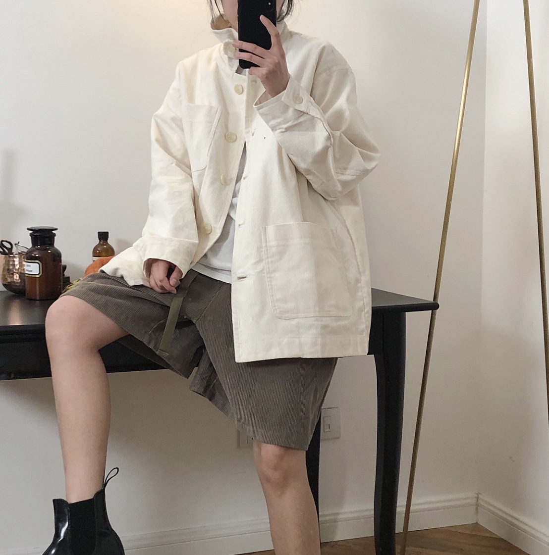 Spring New products the republic of korea Dongdaemun white Retro corduroy suit leisure time coat