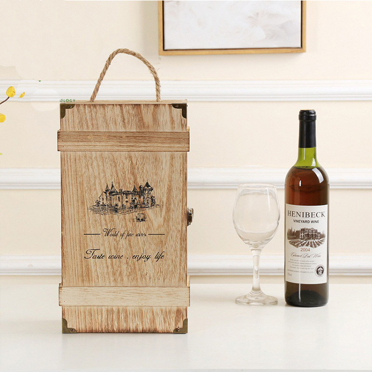 Wine Box red wine Wooden box solid wood Wine portable To fake something antique Wine Gift Wine Gift box