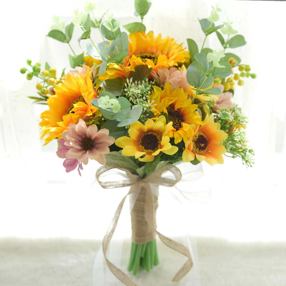 Wedding Bouquet D812 Artificial Sunflower Sunflower Wedding Bride Handheld Christmas Gift