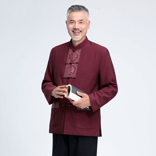 Tang Suit Chinese style linen Tang Men's long sleeve shirt cover