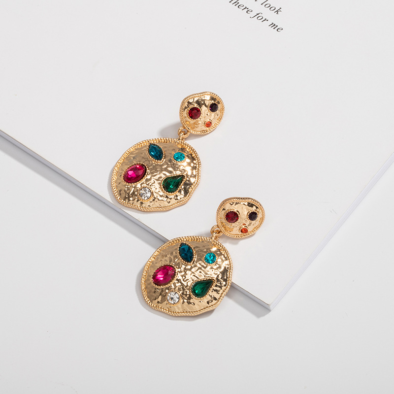 Artificial Gemstones Inlay Material Ethnic Style Geometric Diamond Alloy Artificial Gemstones Earrings